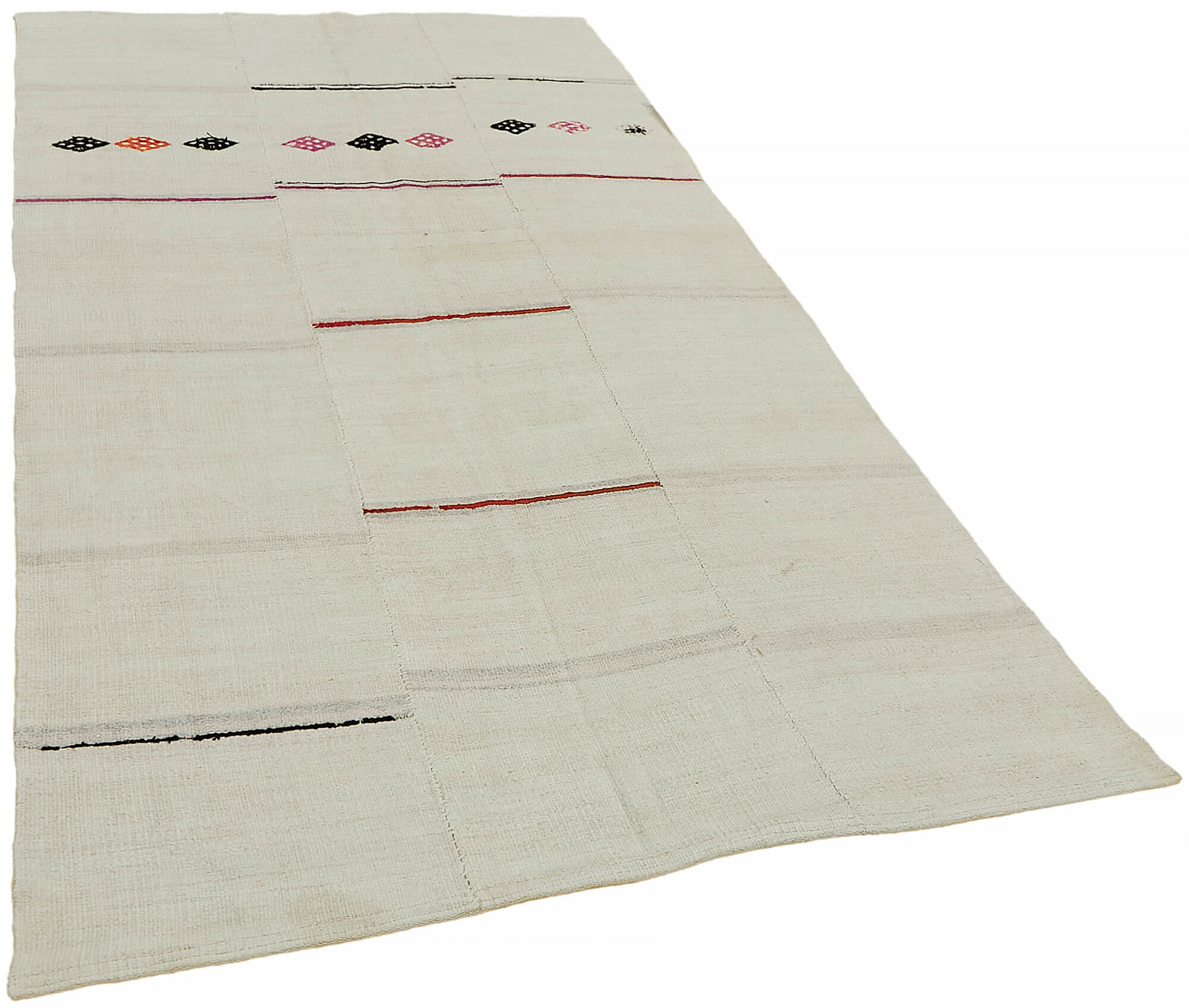 5x9 White Hemp Kilim Rug - 44852
