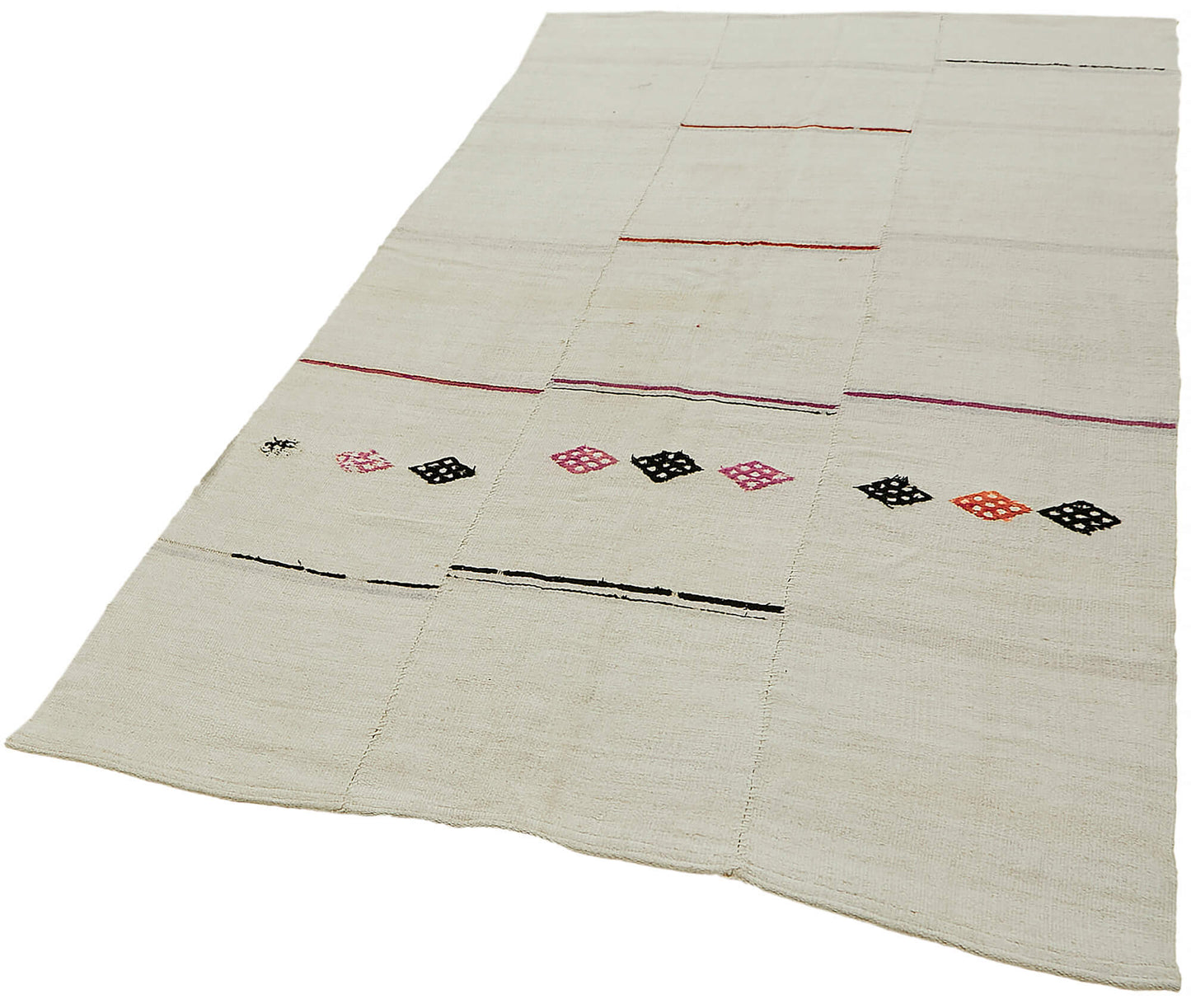 5x9 White Hemp Kilim Rug - 44852