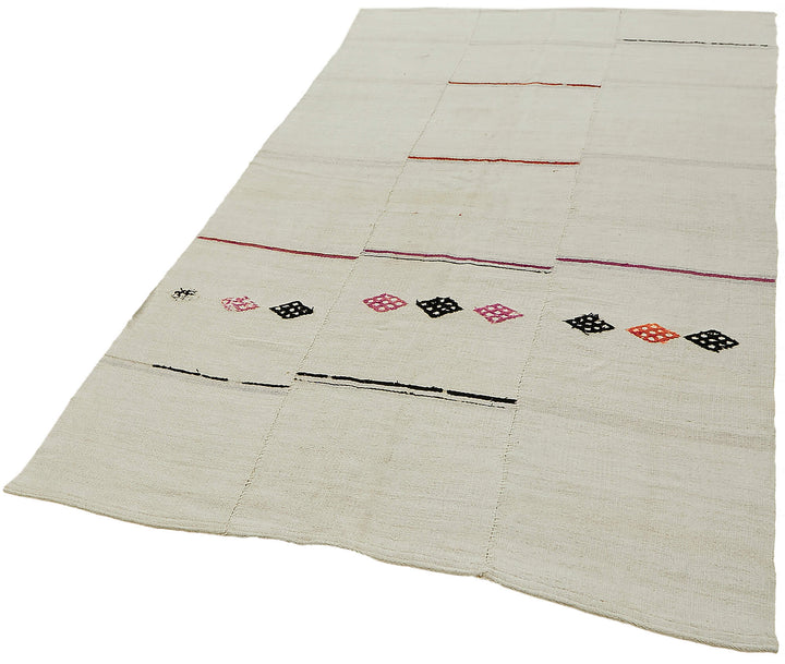 5x9 White Hemp Kilim Rug - 44852