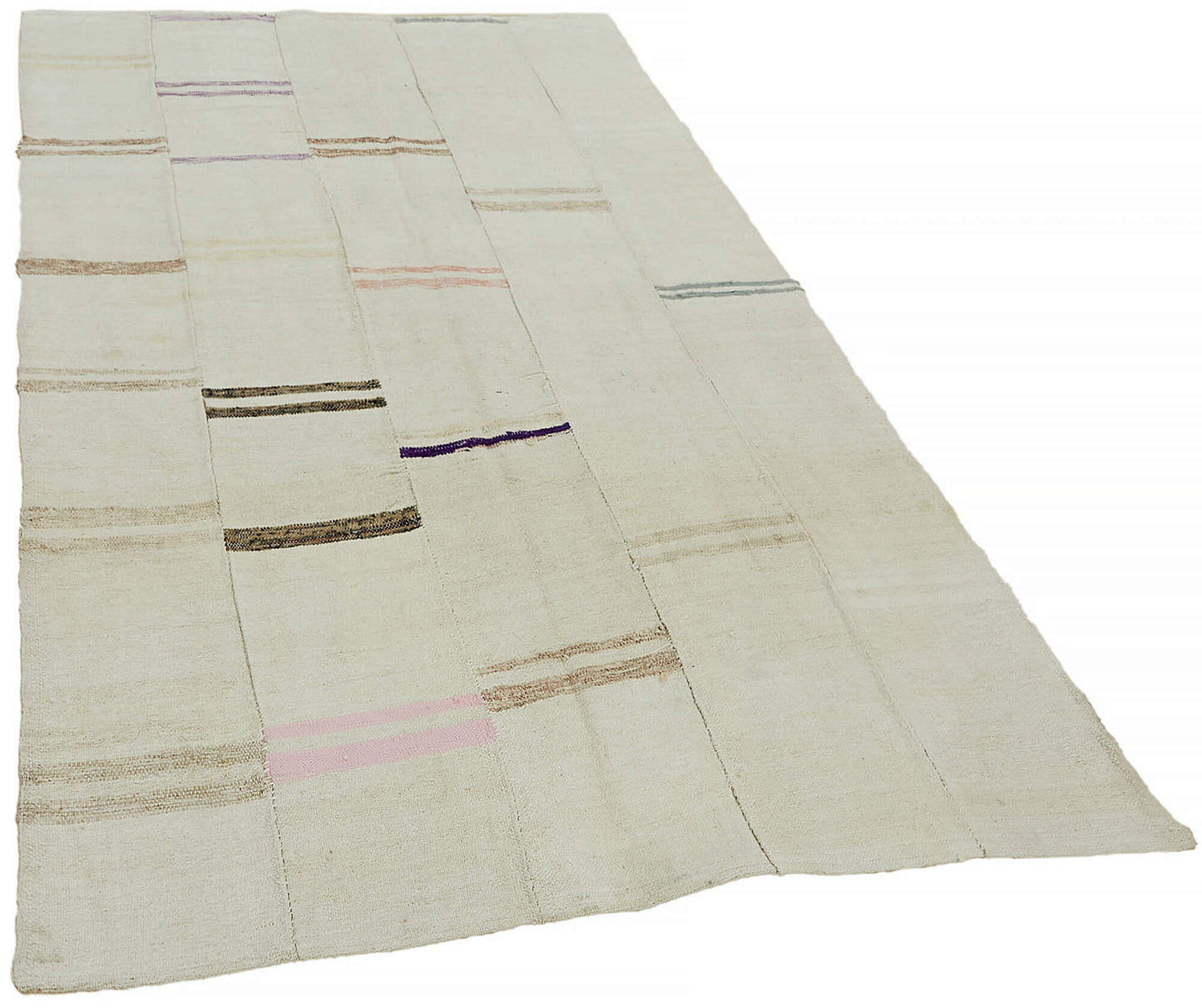 5x8 White Hemp Kilim Rug - 44854