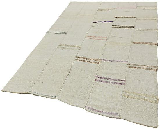 5x8 White Hemp Kilim Rug - 44854