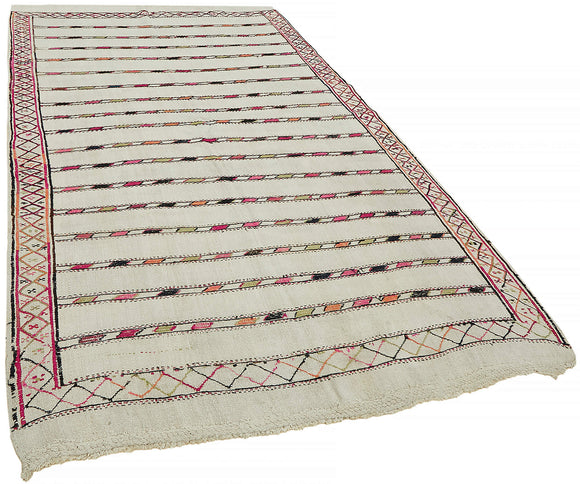 5x10 White Hemp Kilim Rug - 44855