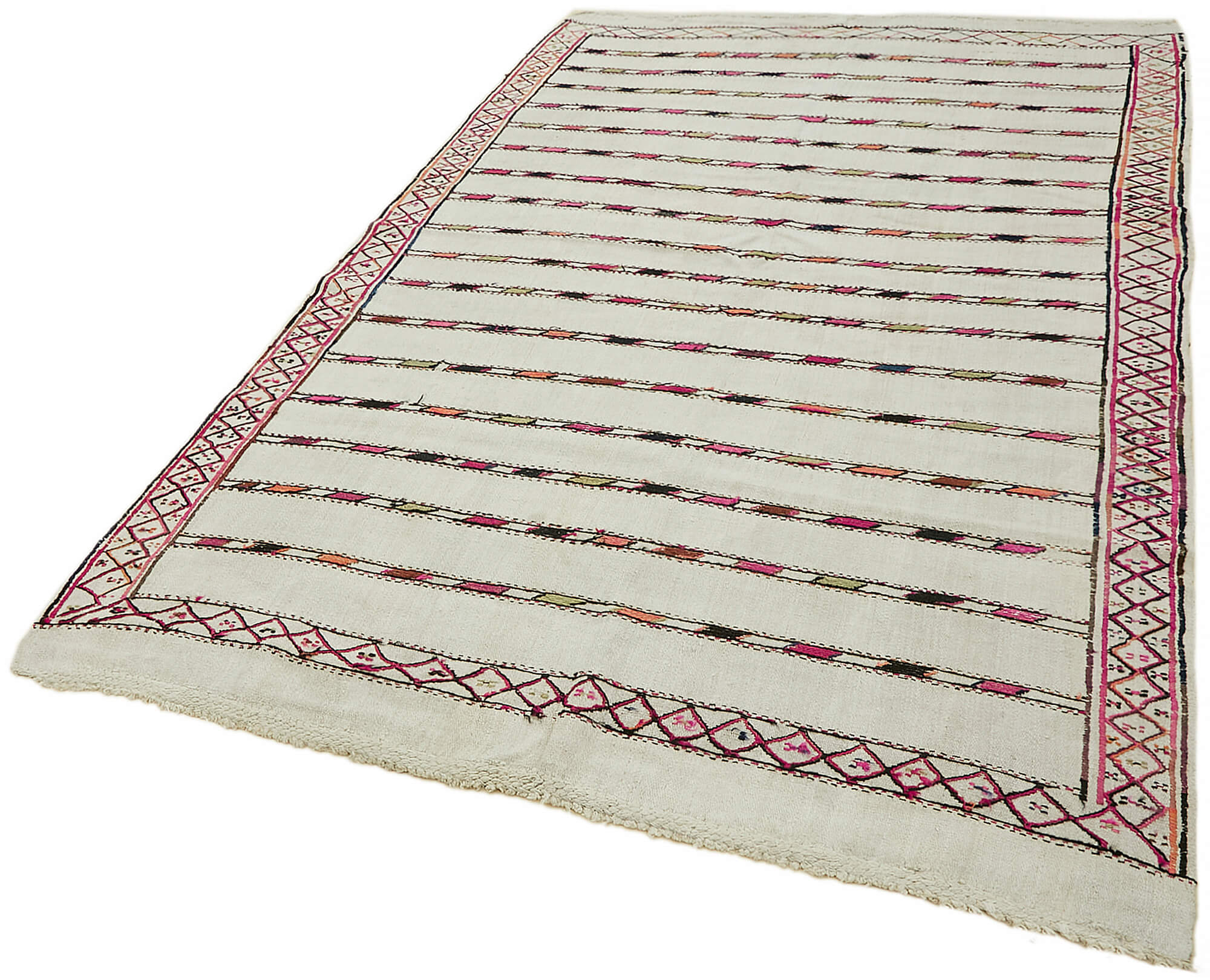 5x10 White Hemp Kilim Rug - 44855