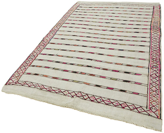 5x10 White Hemp Kilim Rug - 44855