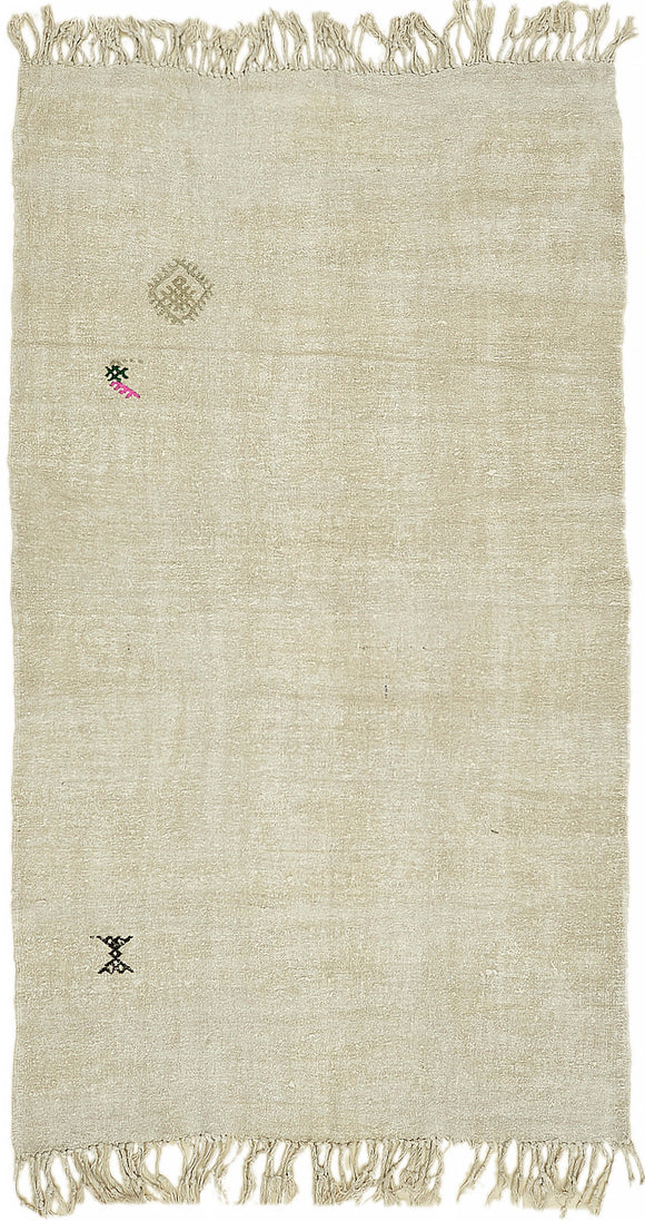 5x9 White Hemp Kilim Rug - 44856