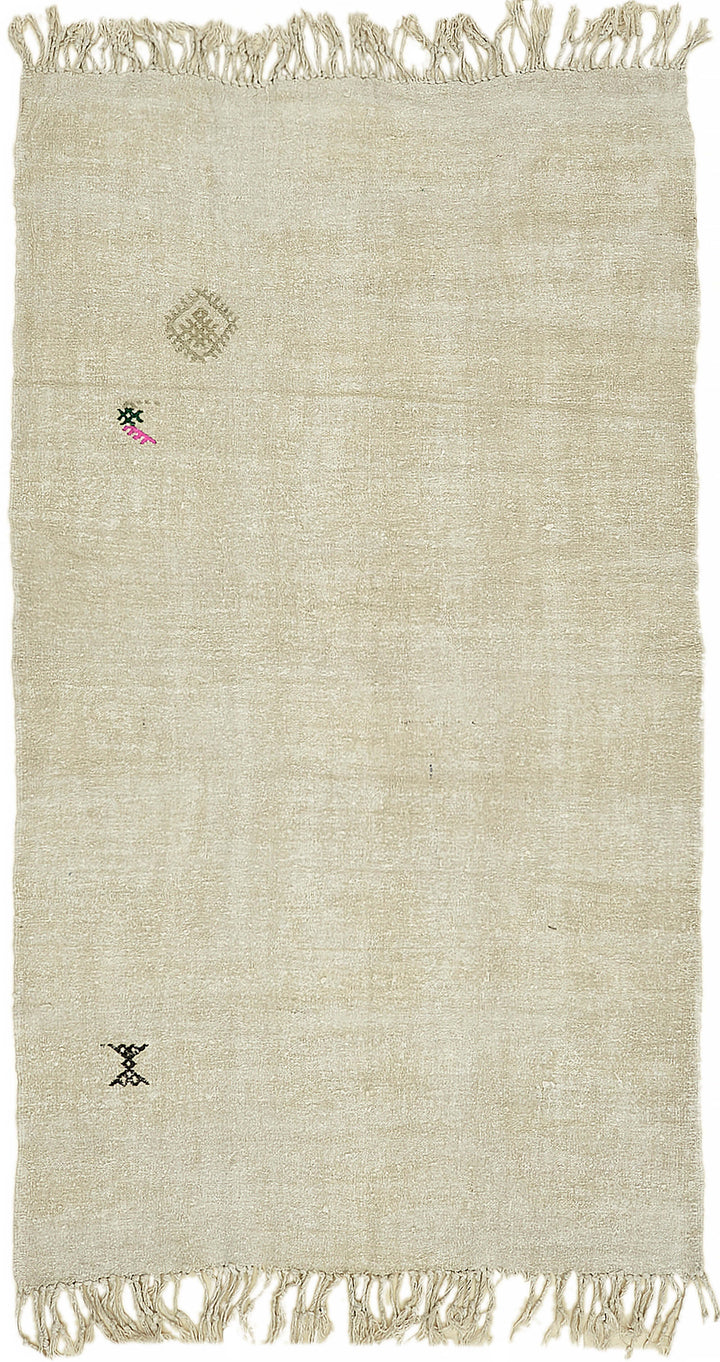 5x9 White Hemp Kilim Rug - 44856