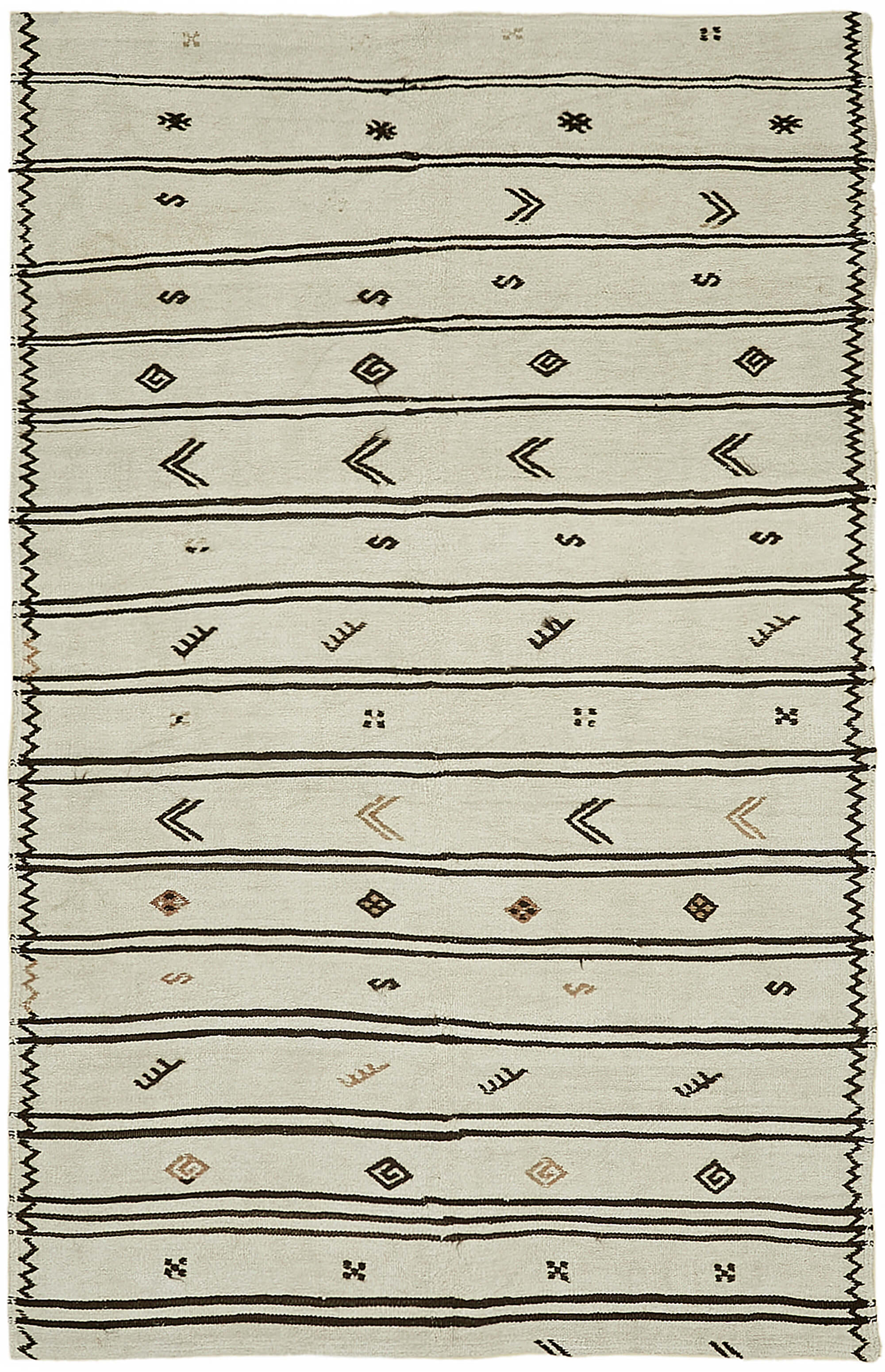 6x9 White Hemp Kilim Rug - 44860
