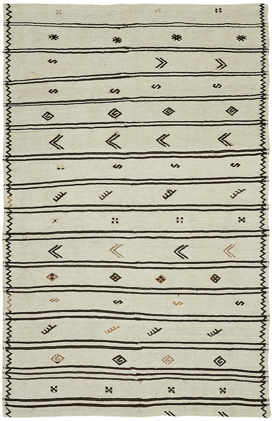 6x9 White Hemp Kilim Rug - 44860