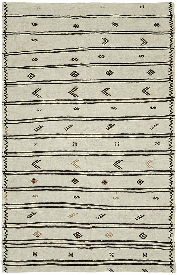 6x9 White Hemp Kilim Rug - 44860