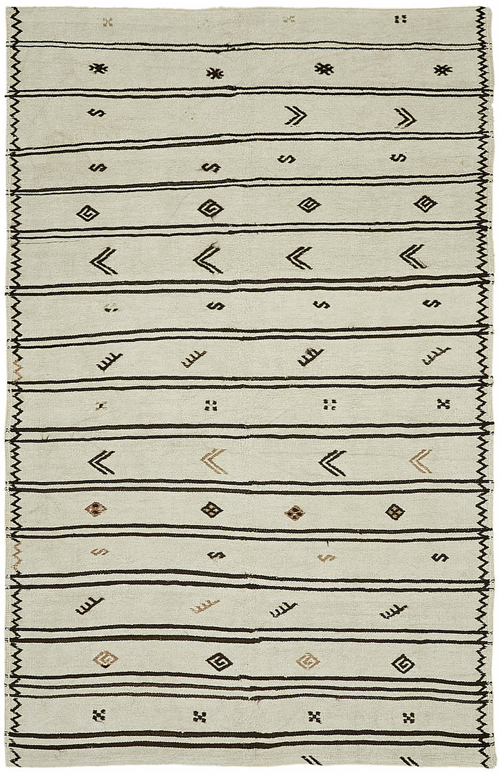 6x9 White Hemp Kilim Rug - 44860