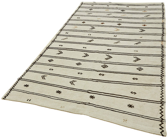 6x9 White Hemp Kilim Rug - 44860