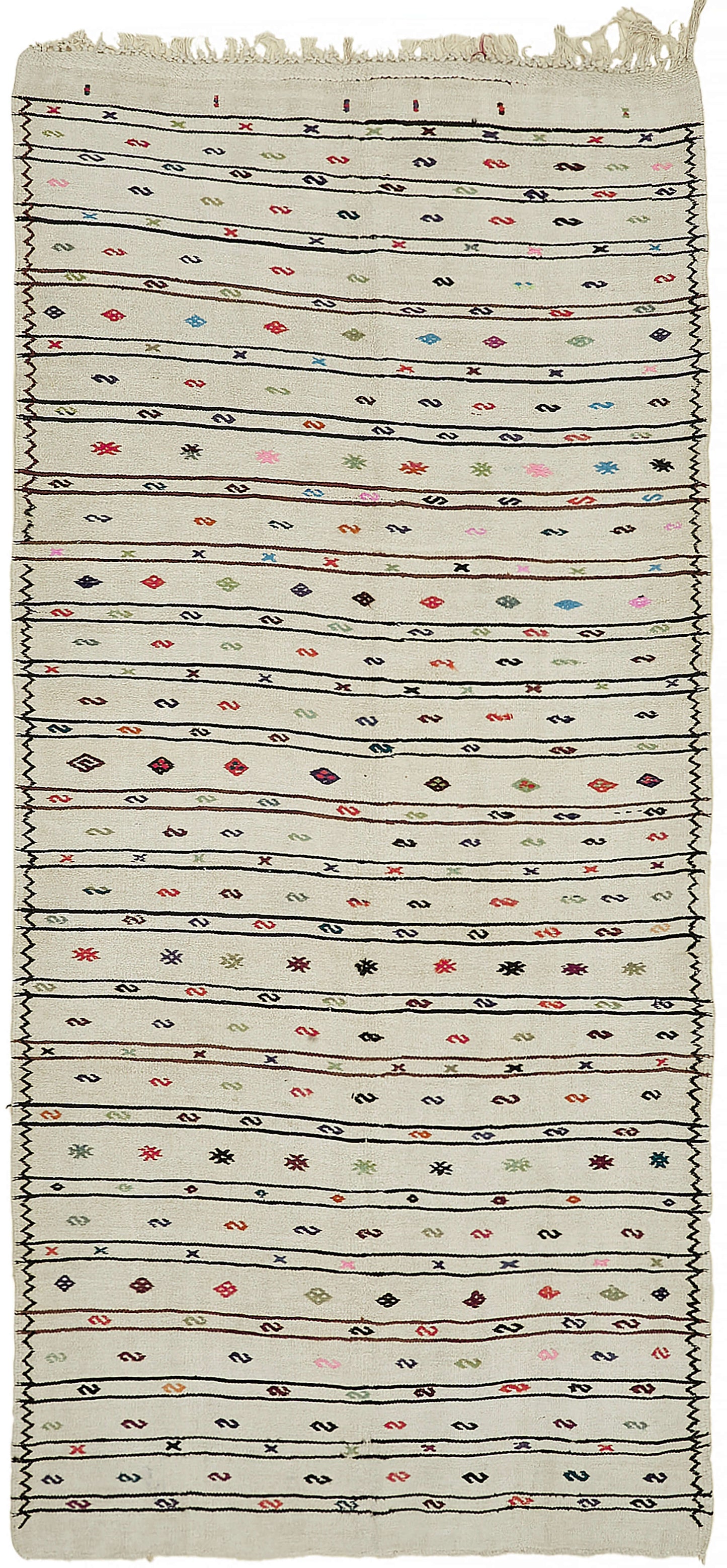 5x11 White Hemp Kilim Rug - 44866