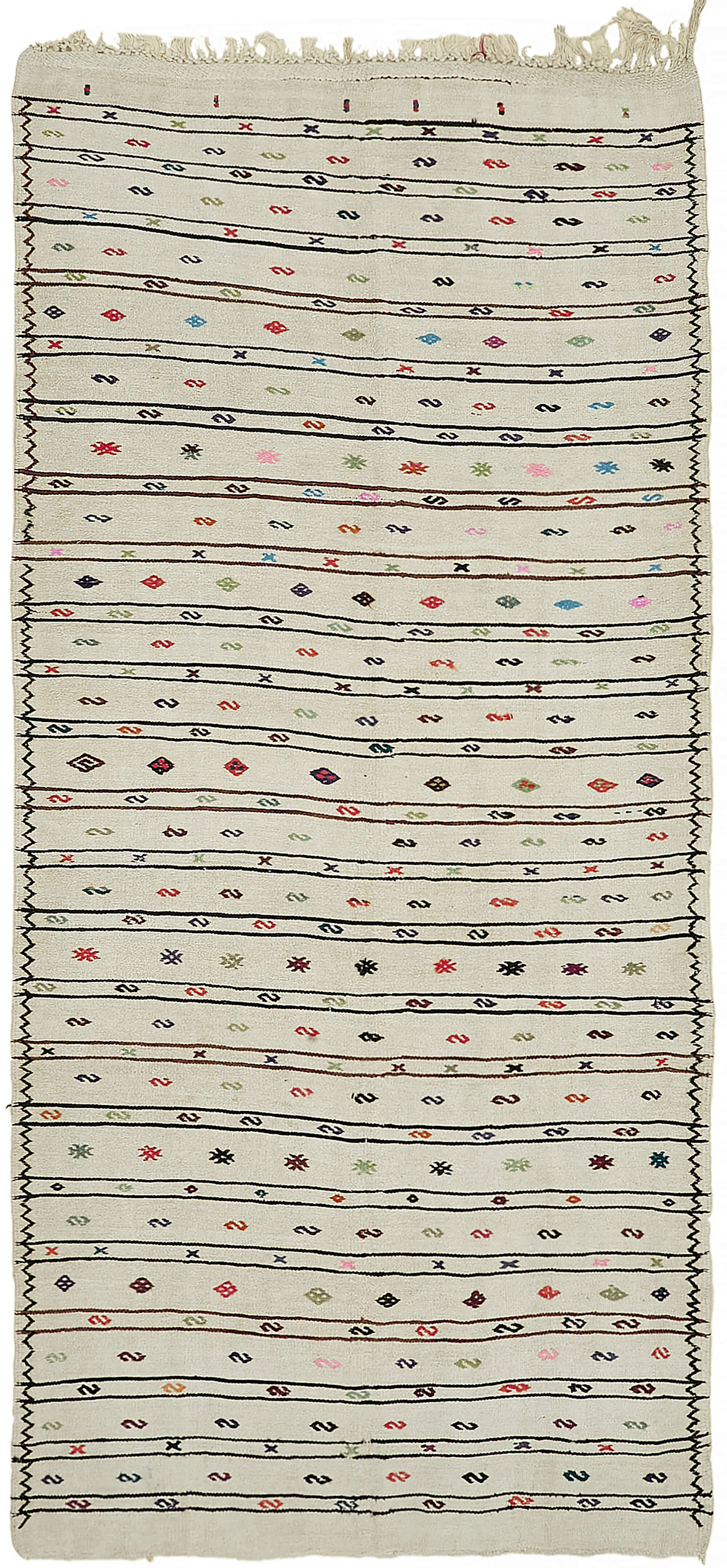 5x11 White Hemp Kilim Rug - 44866