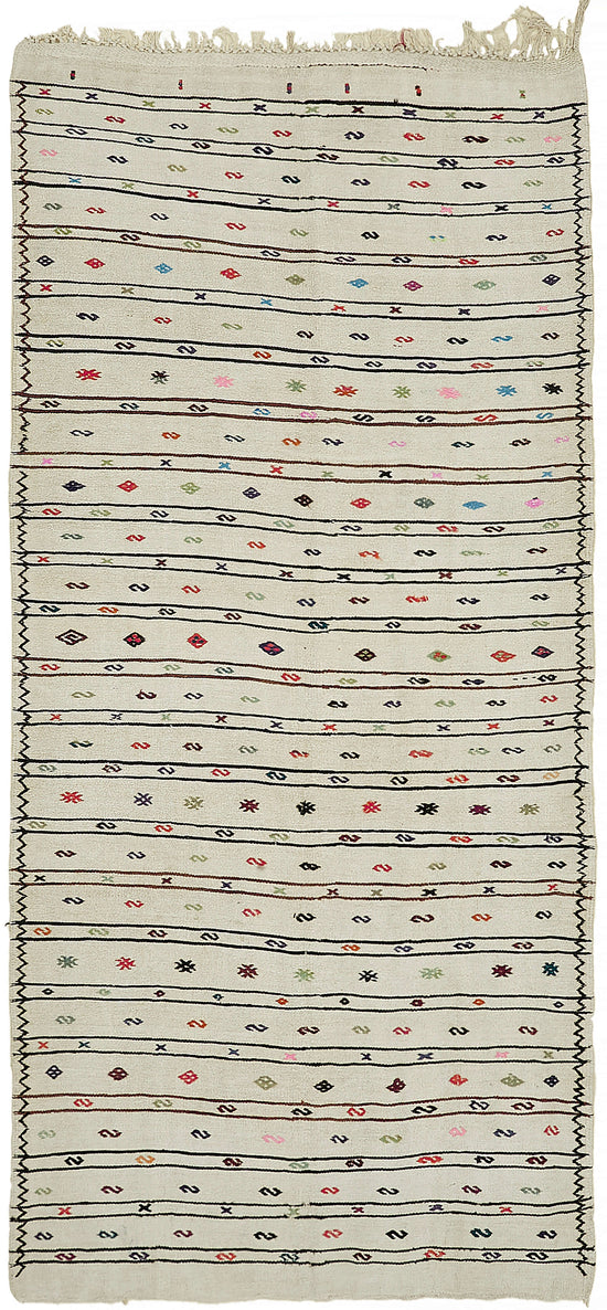 5x11 White Hemp Kilim Rug - 44866