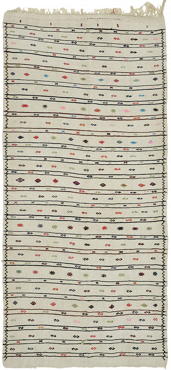 5x11 White Hemp Kilim Rug - 44866