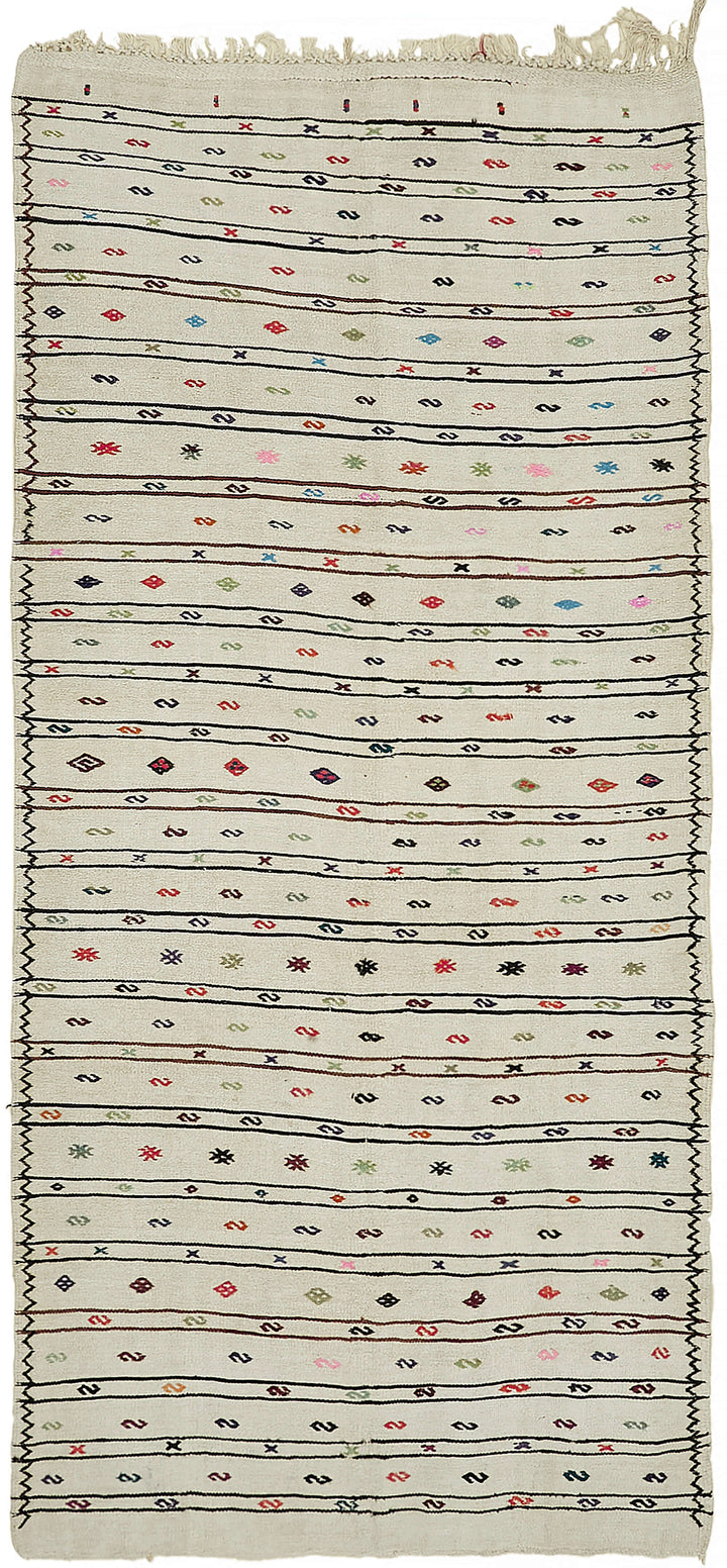 5x11 White Hemp Kilim Rug - 44866