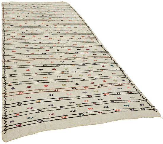 5x11 White Hemp Kilim Rug - 44866