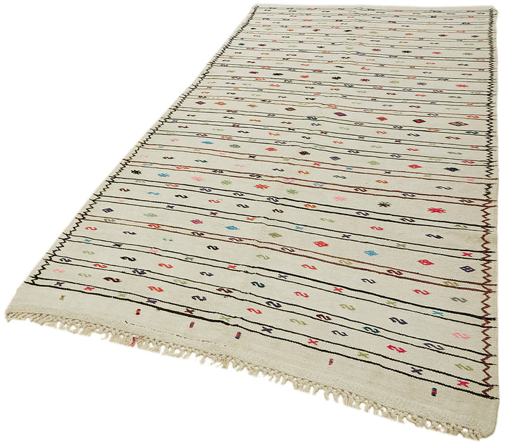 5x11 White Hemp Kilim Rug - 44866