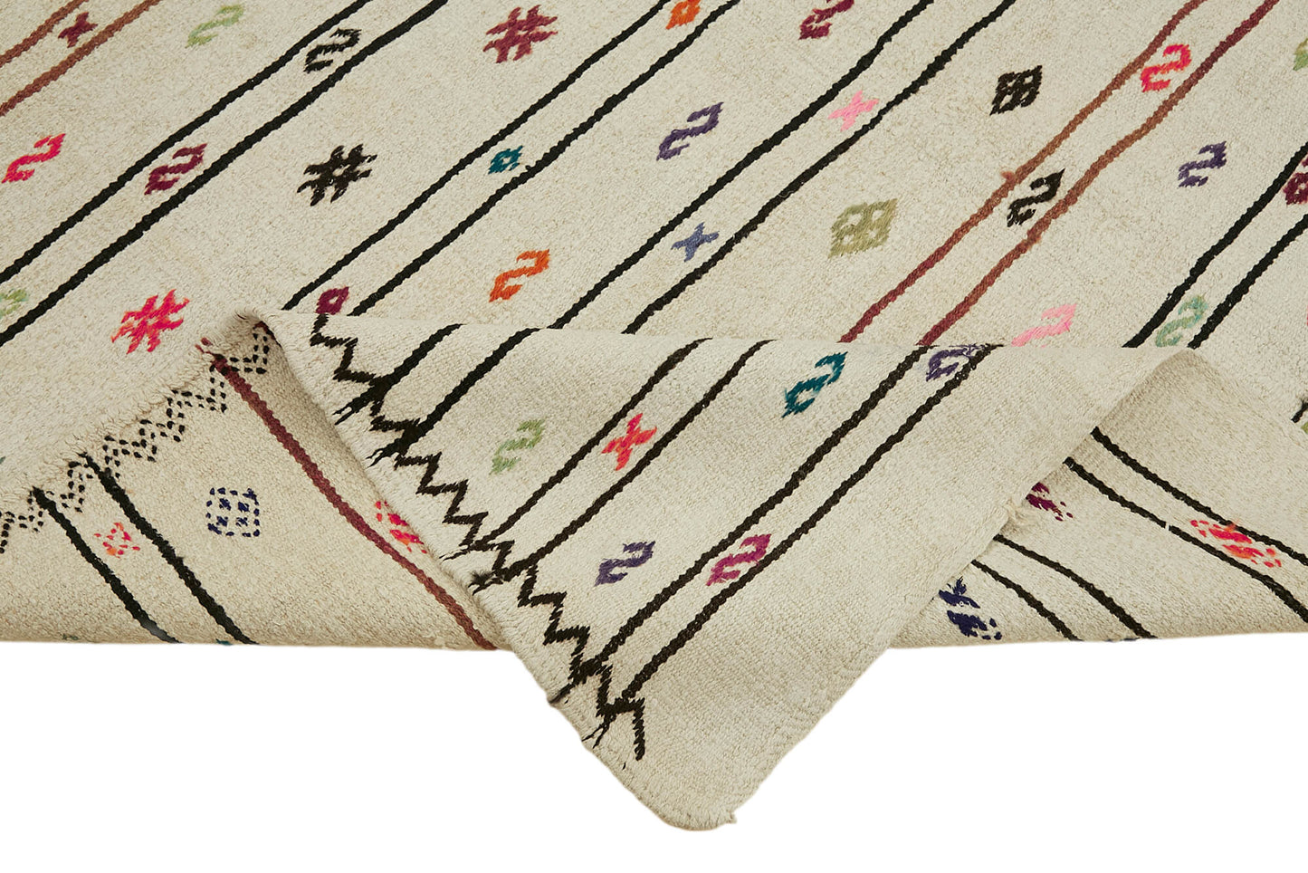 5x11 White Hemp Kilim Rug - 44866