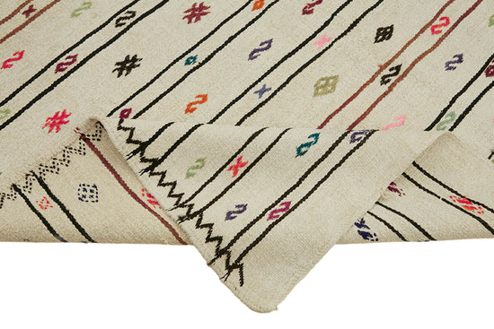 5x11 White Hemp Kilim Rug - 44866