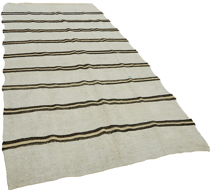 5x10 White Hemp Kilim Rug - 44870