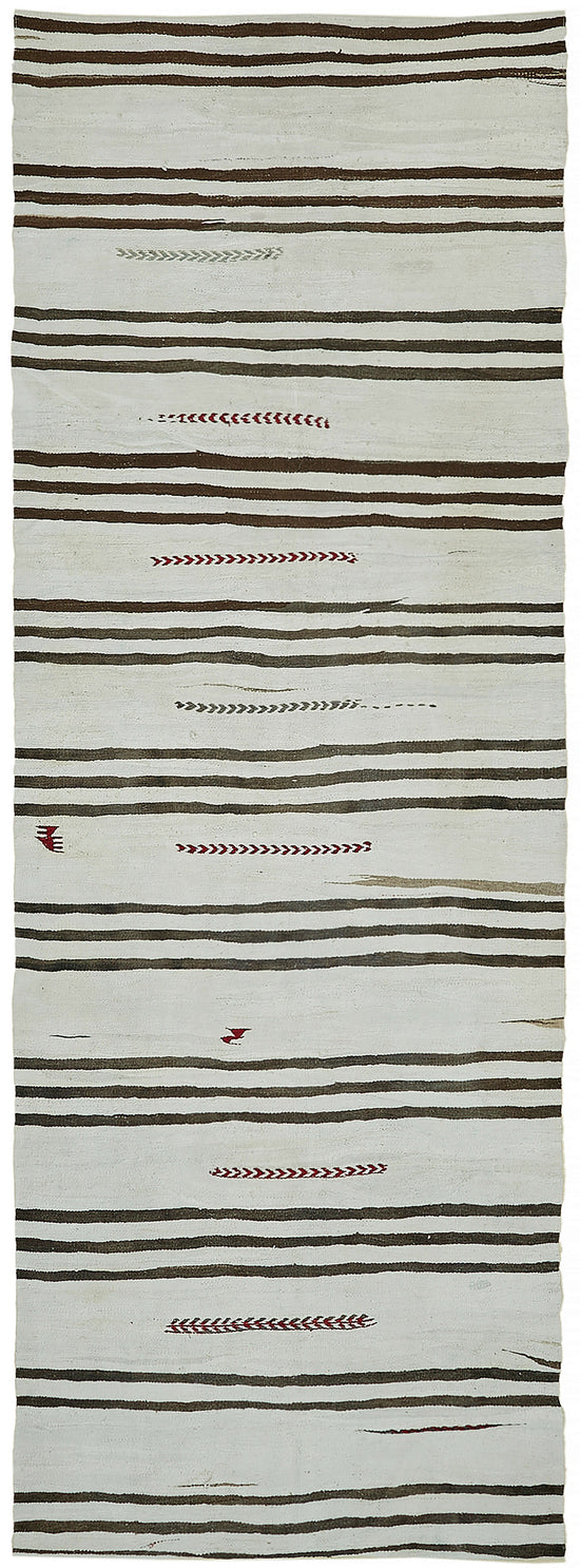 5x13 White Hemp Kilim Rug - 44876