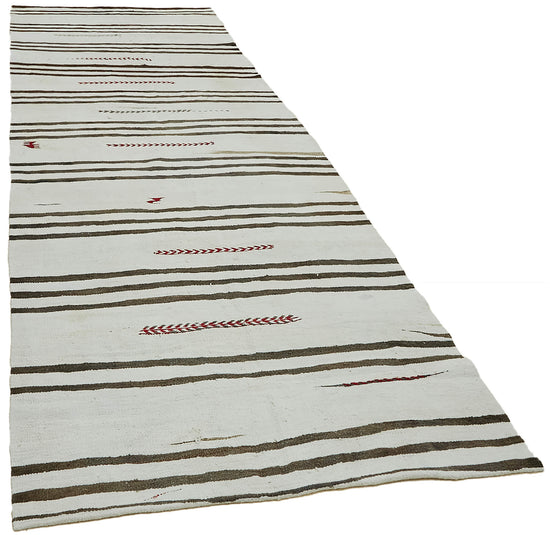 5x13 White Hemp Kilim Rug - 44876
