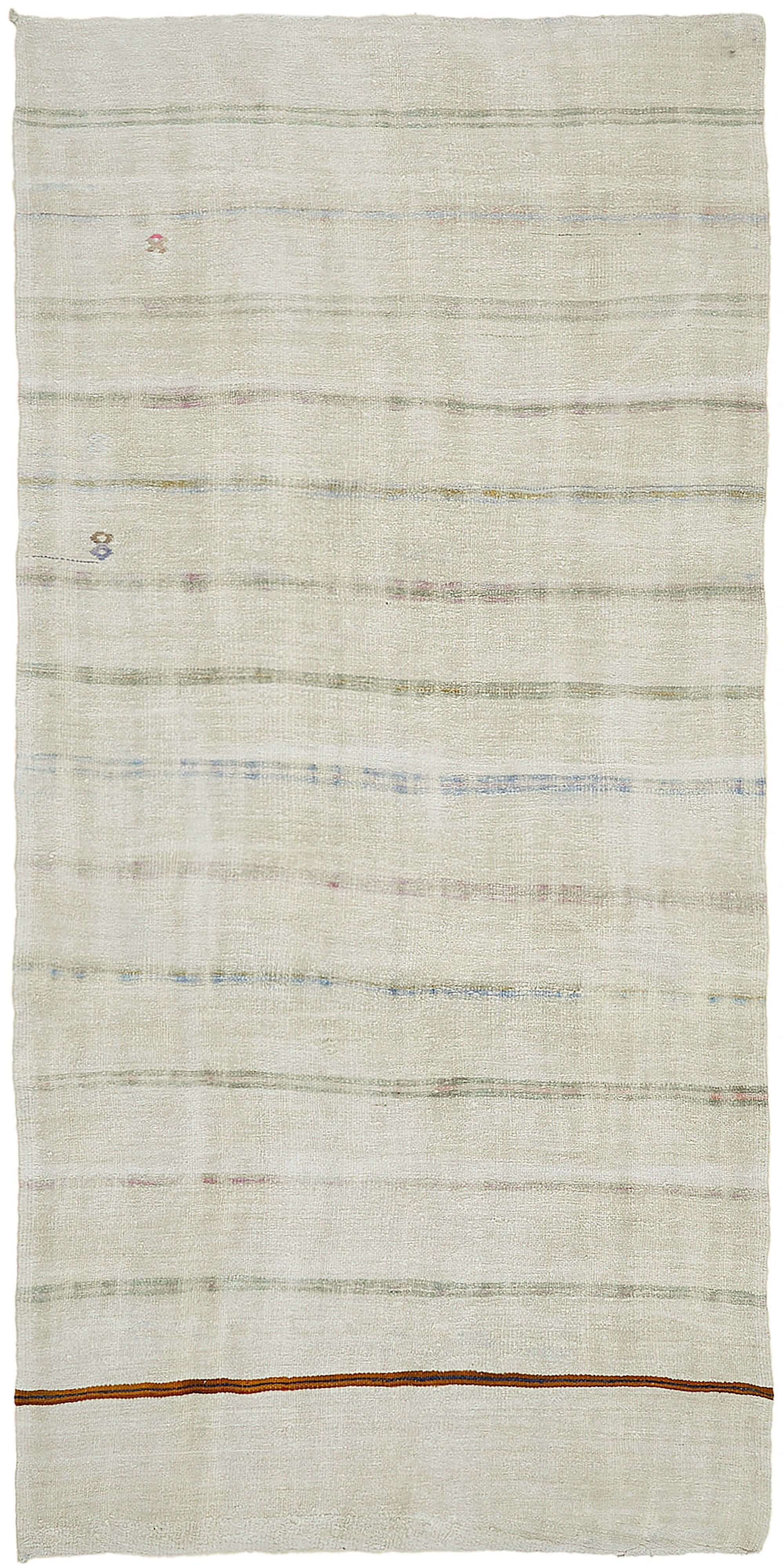 Hemp flatweave kilim rug with natural low-profile woven construction