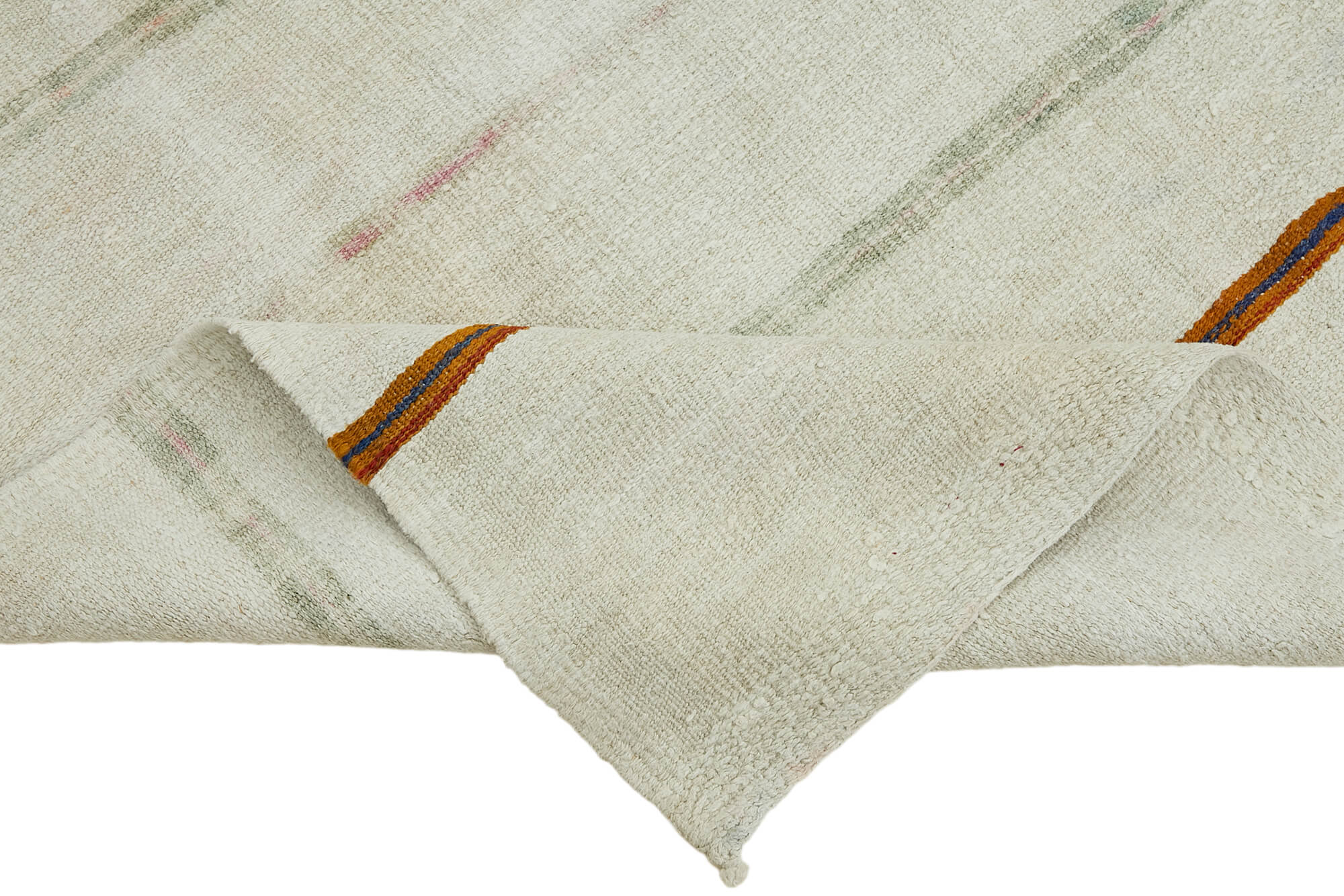 Hemp flatweave kilim rug with natural low-profile woven construction