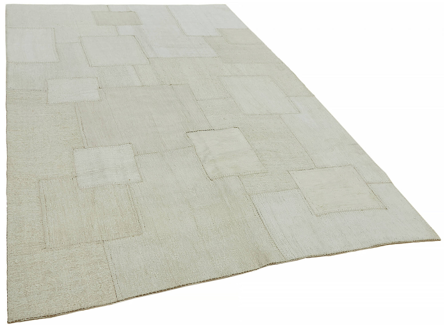 7x10 White Hemp Kilim Rug - 44887