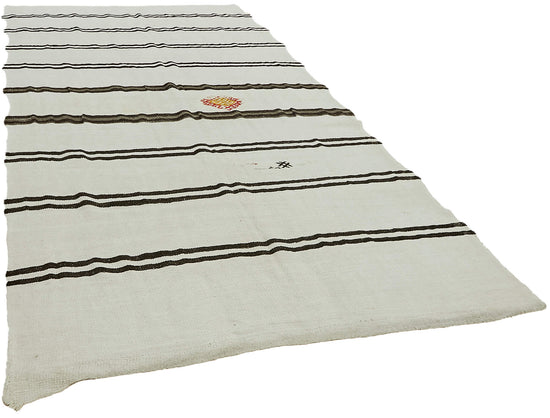 7x12 White Hemp Kilim Rug - 44909