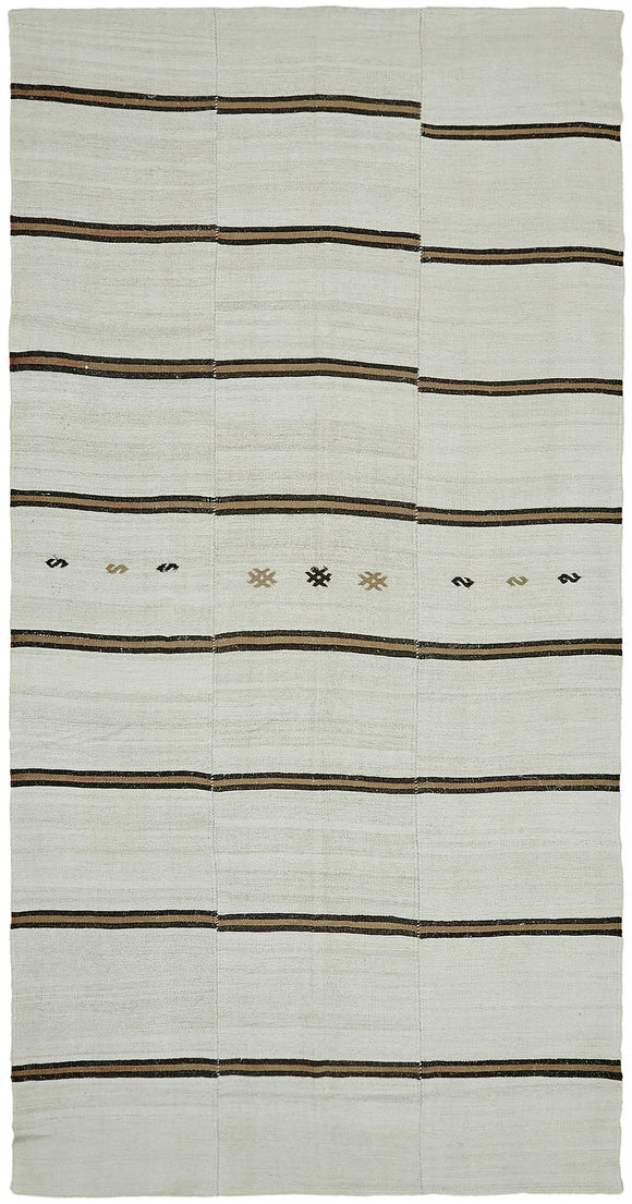 7x13 White Hemp Kilim Rug - 44911