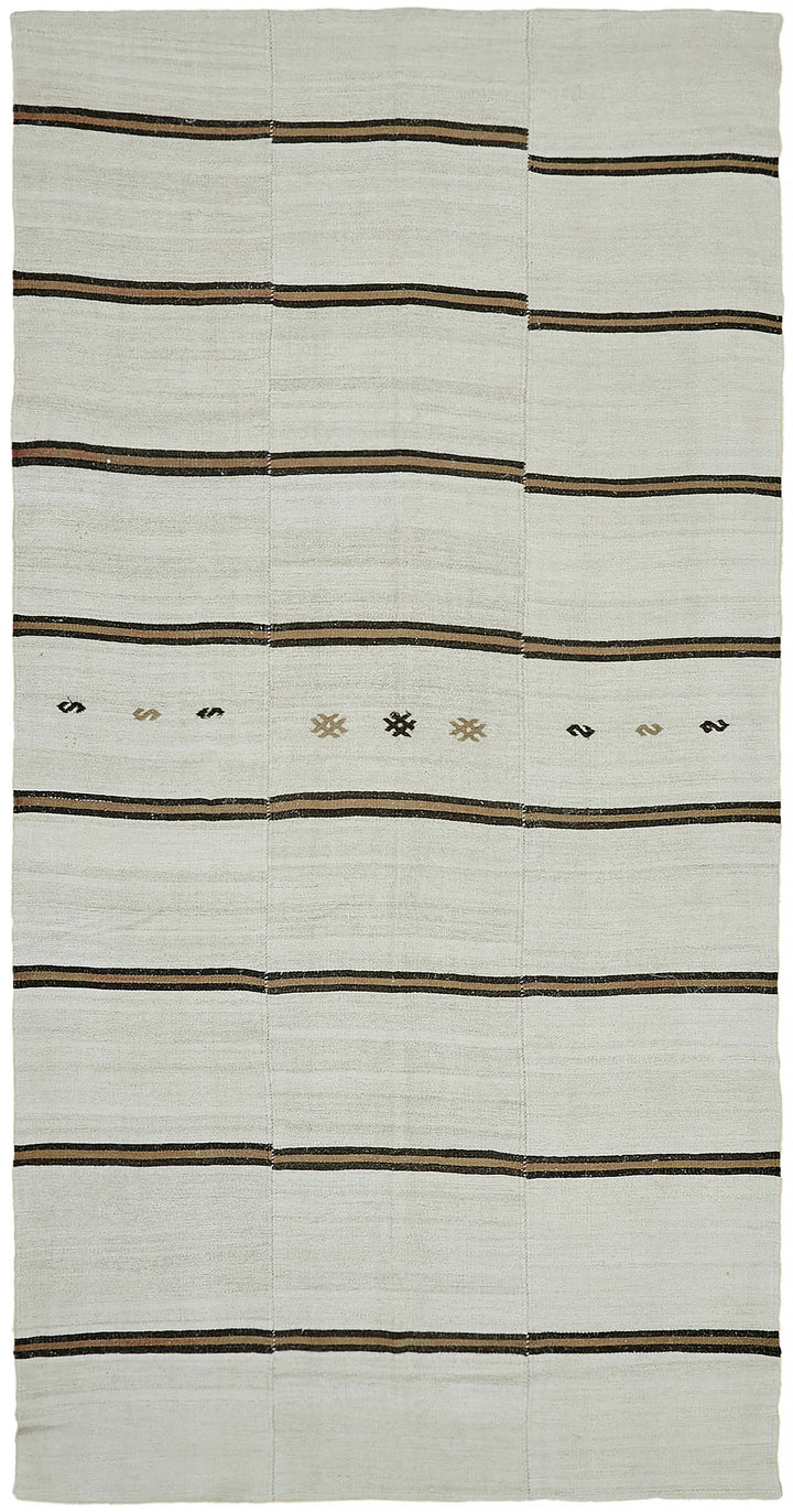 7x13 White Hemp Kilim Rug - 44911