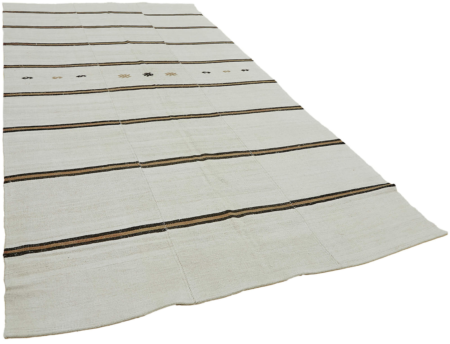7x13 White Hemp Kilim Rug - 44911