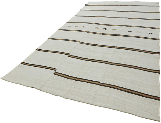7x13 White Hemp Kilim Rug - 44911