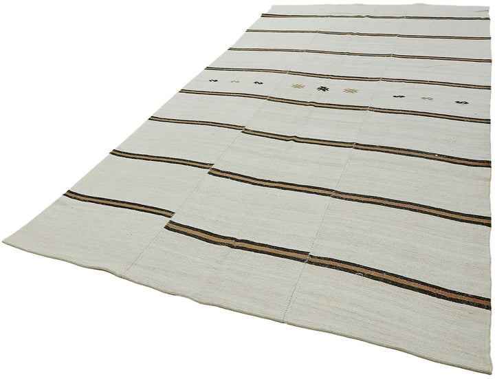 7x13 White Hemp Kilim Rug - 44911