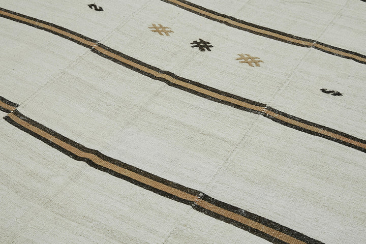 7x13 White Hemp Kilim Rug - 44911