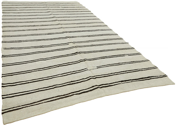 7x12 White Hemp Kilim Rug - 44924