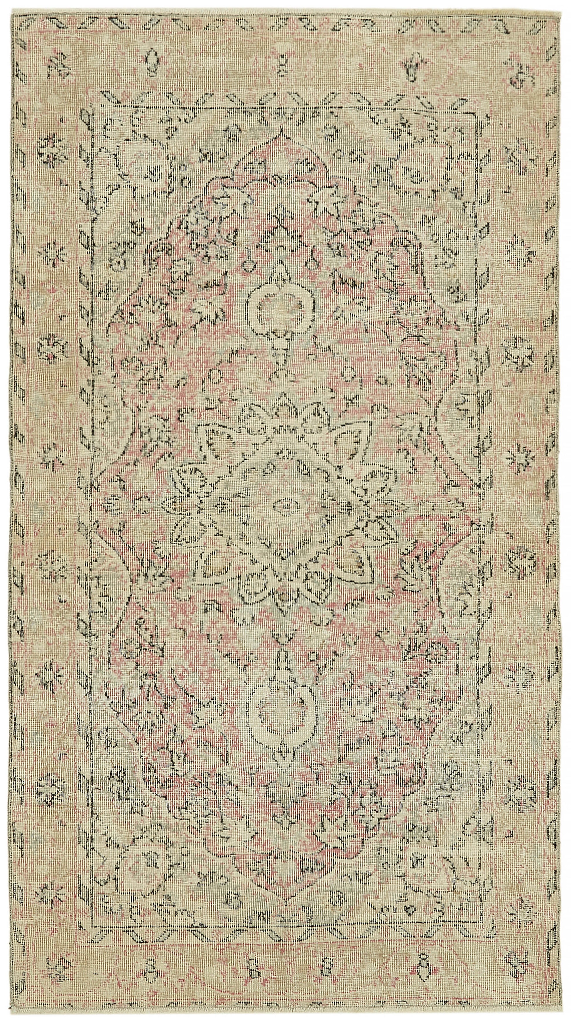 4x7 Beige Turkish Vintage Area Rug - 44930