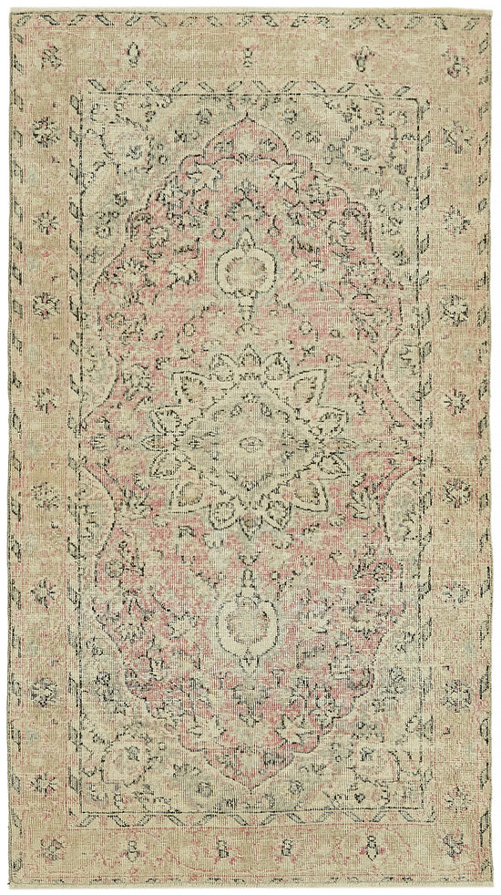 4x7 Beige Turkish Vintage Area Rug - 44930