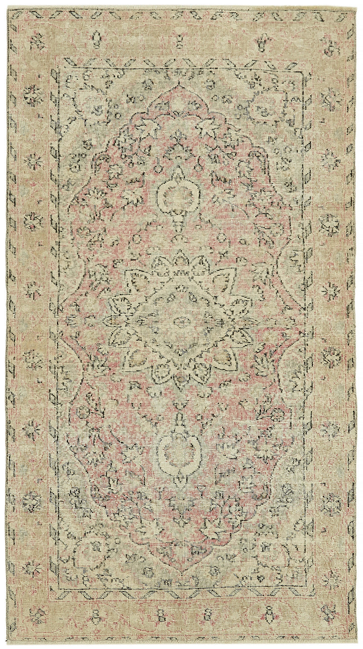 4x7 Beige Turkish Vintage Area Rug - 44930