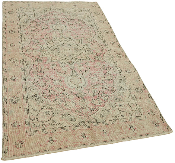 4x7 Beige Turkish Vintage Area Rug - 44930