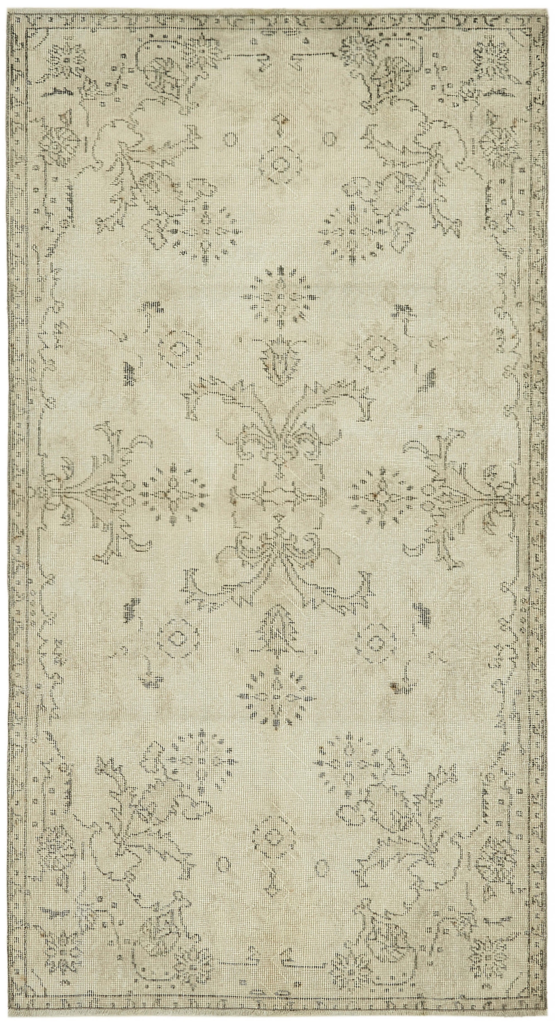 4x7 Beige Turkish Vintage Area Rug - 44931