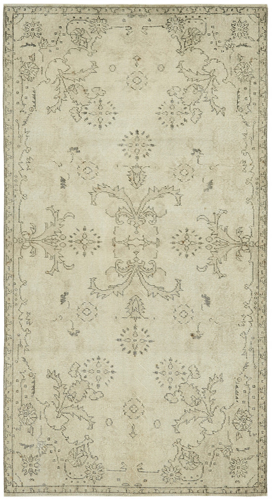 4x7 Beige Turkish Vintage Area Rug - 44931