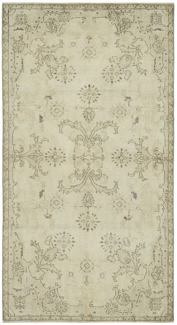 4x7 Beige Turkish Vintage Area Rug - 44931