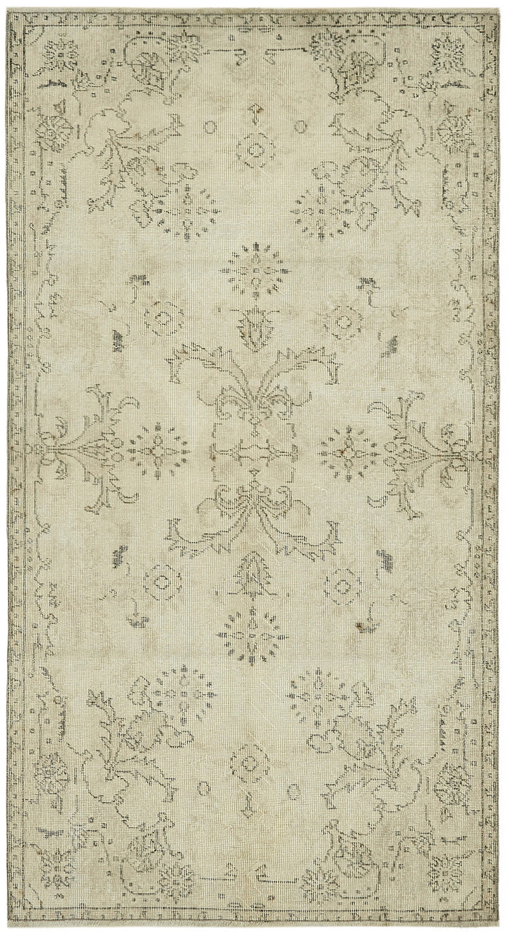 4x7 Beige Turkish Vintage Area Rug - 44931