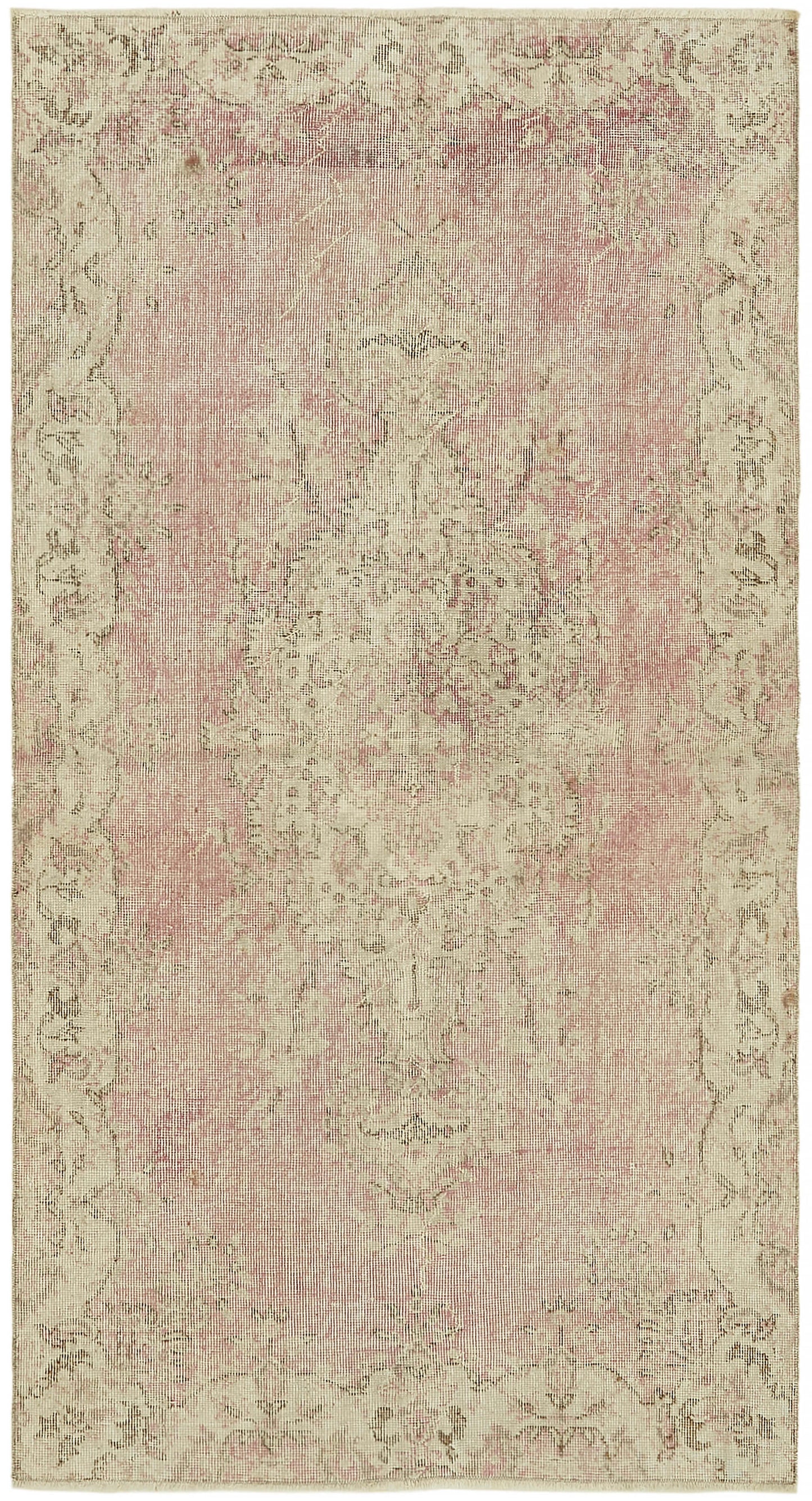 4x7 Beige Turkish Vintage Area Rug - 44939