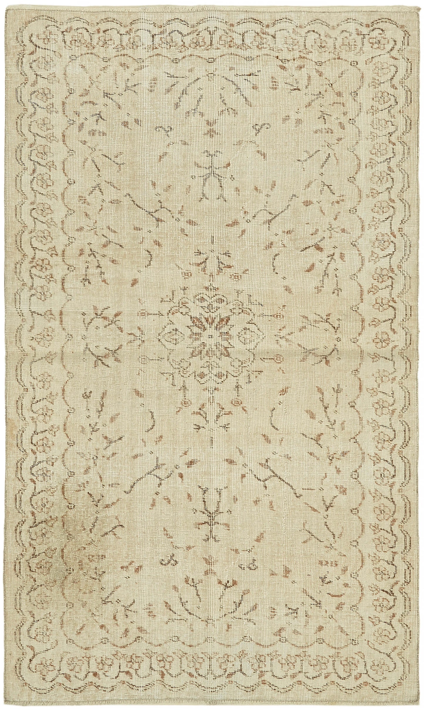 4x7 Beige Turkish Vintage Area Rug - 44942