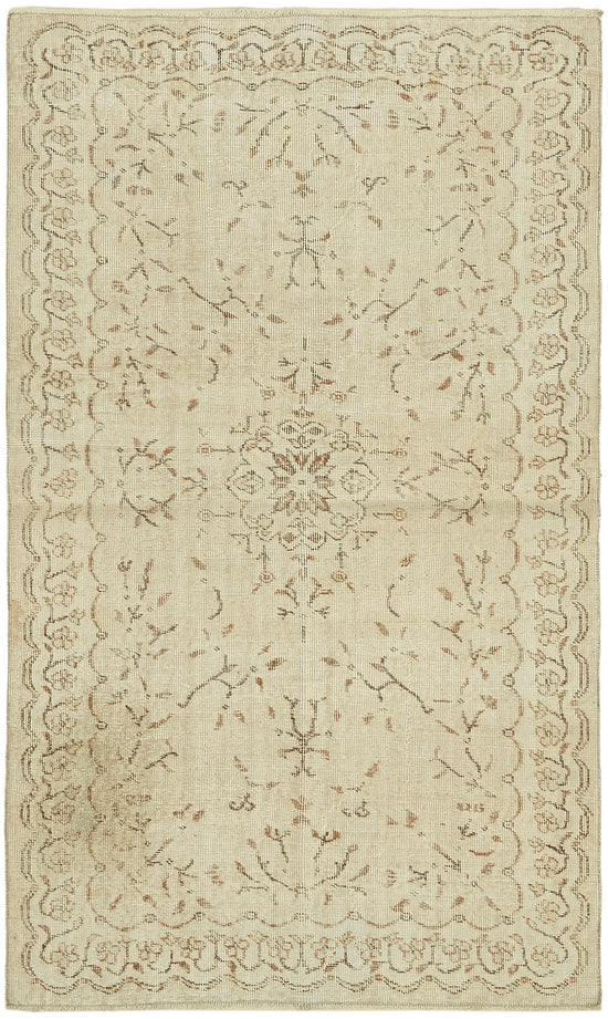 4x7 Beige Turkish Vintage Area Rug - 44942