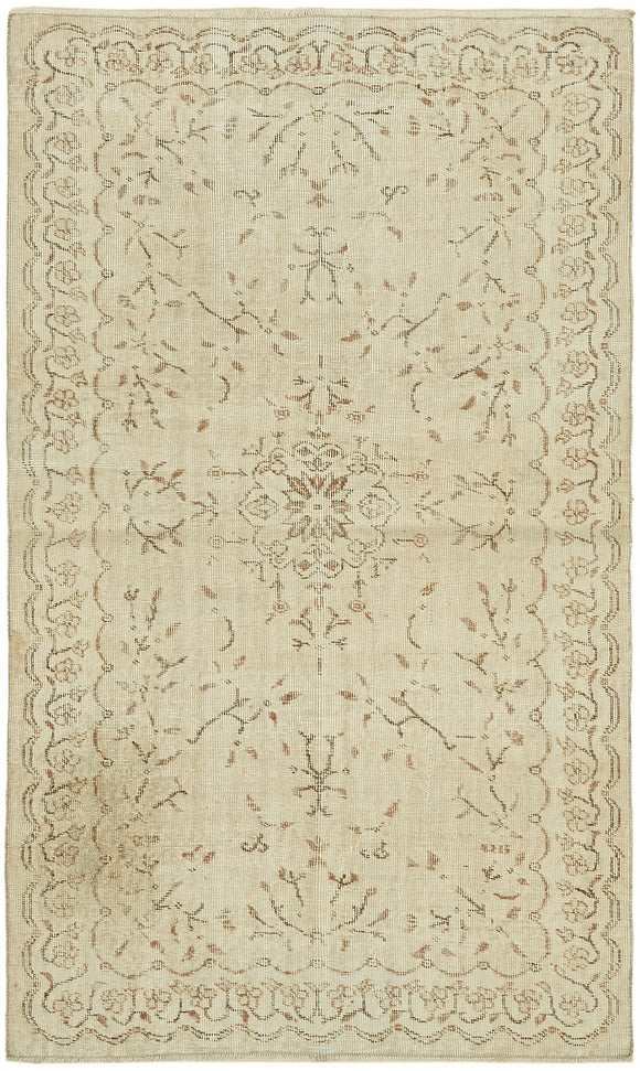 4x7 Beige Turkish Vintage Area Rug - 44942